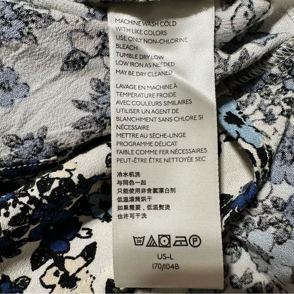 Free People Blue and Cream Floral Mini Dress L | Romantic Cottagecore Boho - Picture 10 of 10